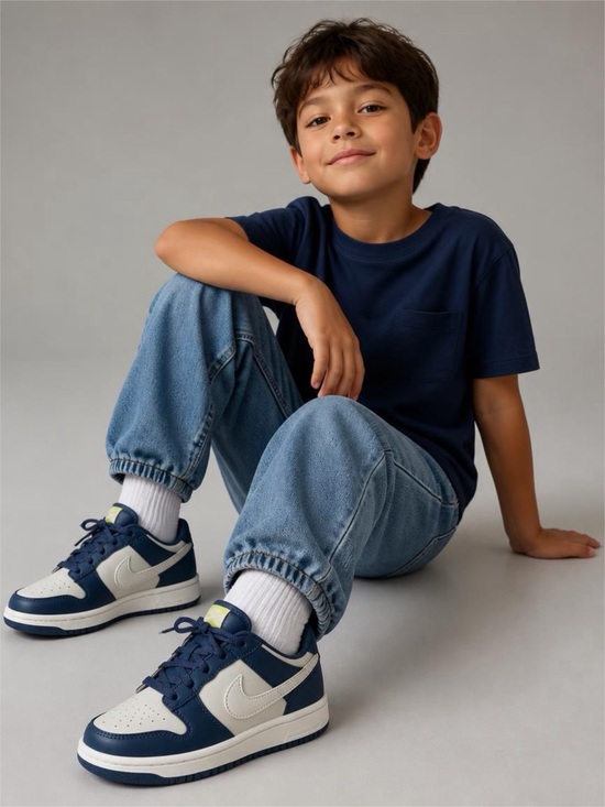 Nike Other - Nike Kids Sneakers Navy Blue and White with Lime Accent
